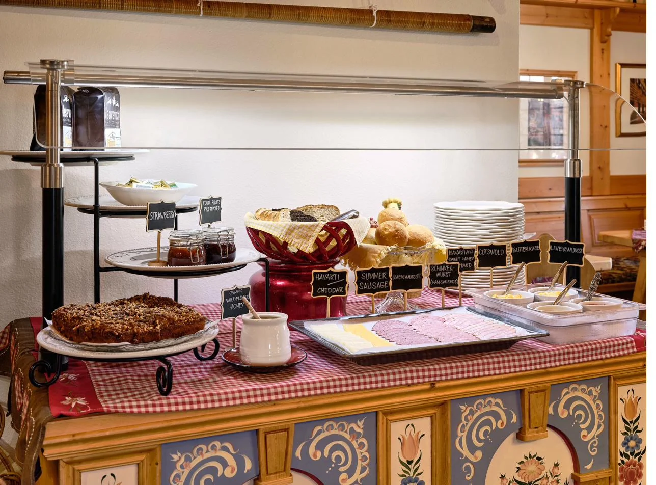 The full Bavarian breakfast buffet spread