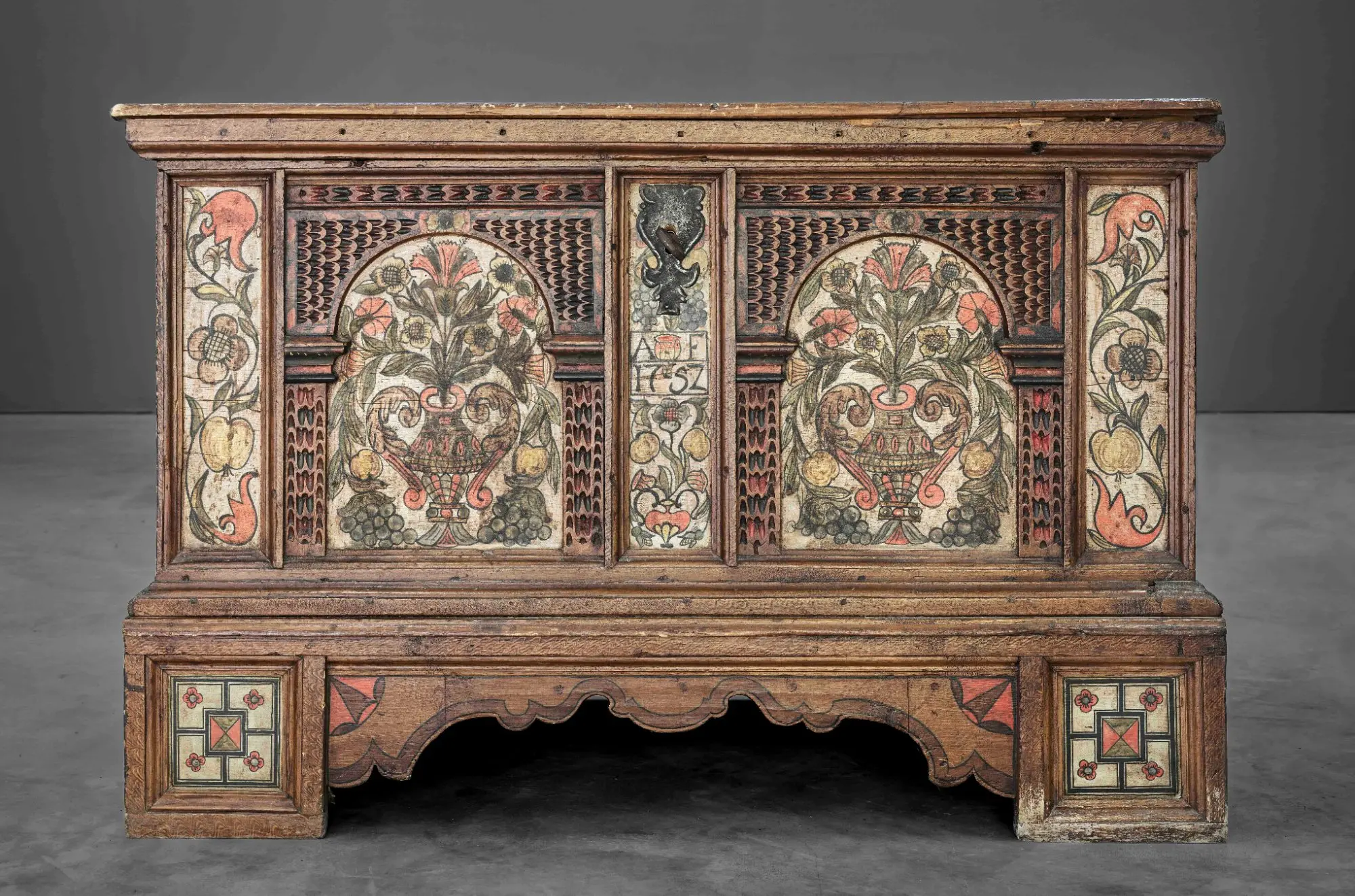 Winter Room Truhe — hand-painted Alpine chest, Tuxertal 1752