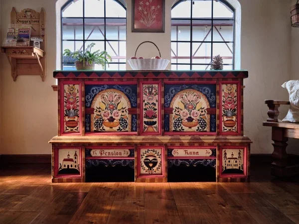 Hand-painted Bauernmöbel chest in the Pension Anna lobby